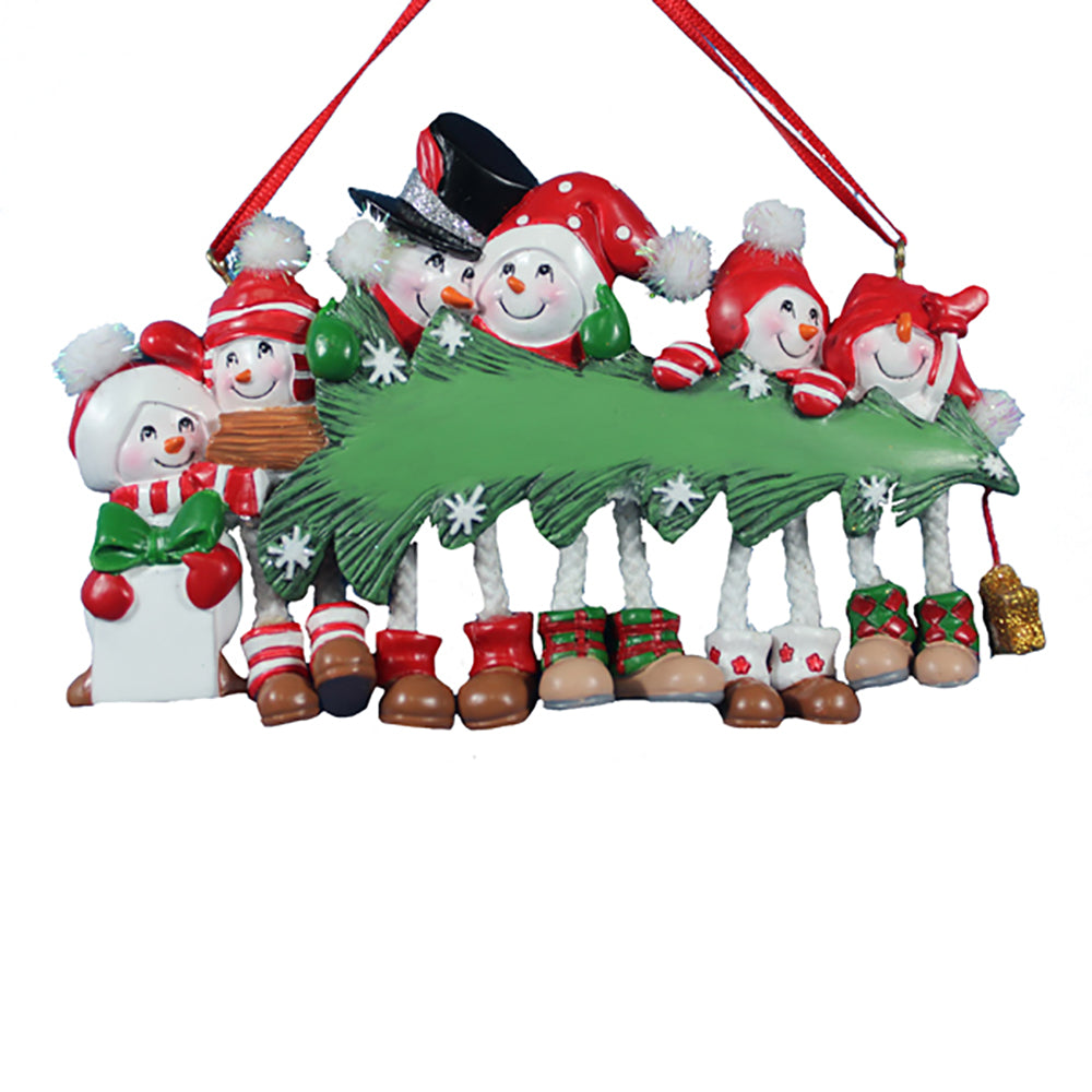 Snowman Family Of 6 With Christmas Tree Ornament For Personalization ...
