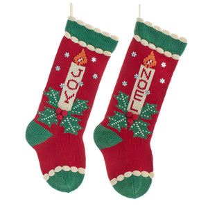 "Joy" and "Noel" Knit Stockings, 2 Assorted