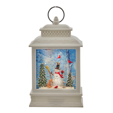 Battery-Operated Snowman With Tree and Animals Swirl Water Lantern
