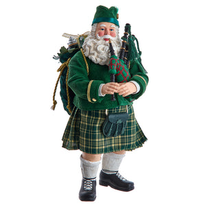 10.5" Fabriché™ Musical Irish Bagpiper Santa