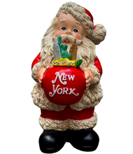 New York City NYC Santa Table Piece Holding an Apple with Taxi, Statue of Liberty, Empire State Building, Chrysler building