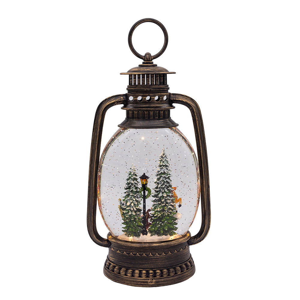13" Battery Operated Lighted Santa On Sleigh Water Lantern ...