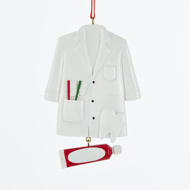 Kurt Adler Dentist Coat With Toothpaste Dangle Ornament For Personalization, A1756