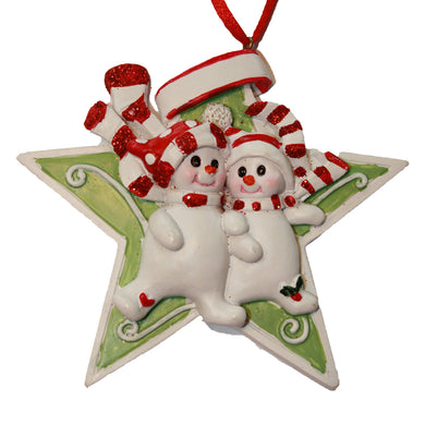 Snowman Star Family of 2 Couple Ornament for Personalization, CC001