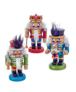 5" Wooden Red, Green and Blue Chubby Nutcrackers, 3 Assorted