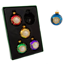 60MM Multicolored Glass Ball Reflector Ornament, 5-Piece Box Set