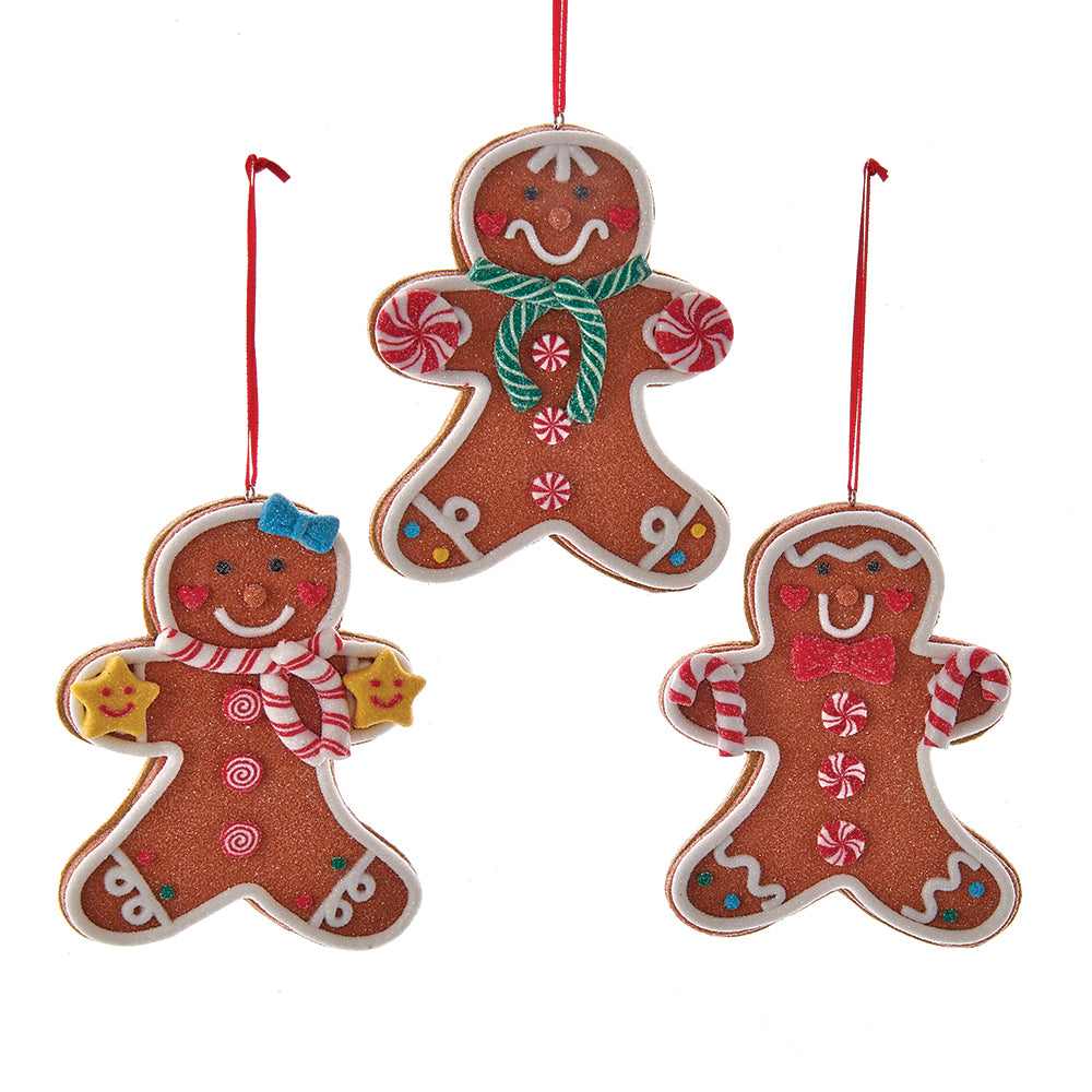 Claydough Gingerbread Man Ornaments, 3 Assorted ChristmasCottage