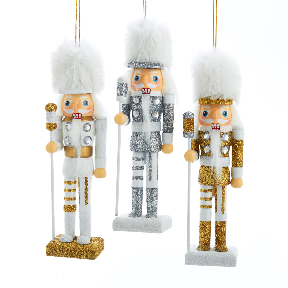 6" Hollywood Nutcrackers™ Gold, White and Silver Nutcracker Ornaments