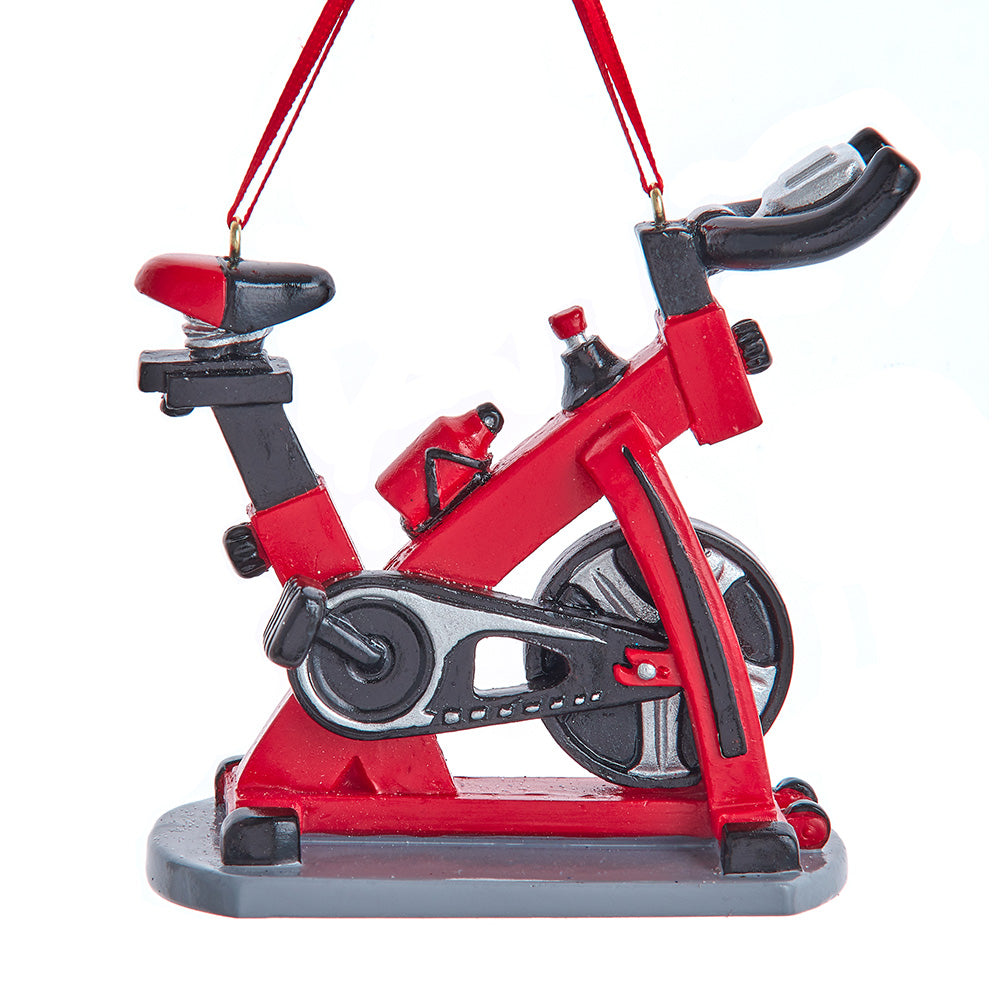 Silver and Red Peloton Exercise Bike Ornament