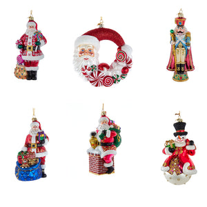Bellissimo Glass Santa, Snowman and Nutcracker Ornament