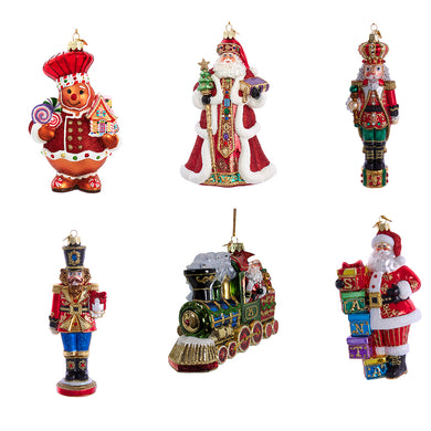 Bellissimo Glass Christmas Ornaments, 6 Assorted