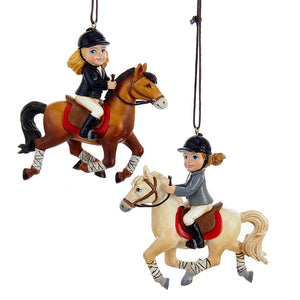 Girl Riding Horse Ornaments, 2 Assorted