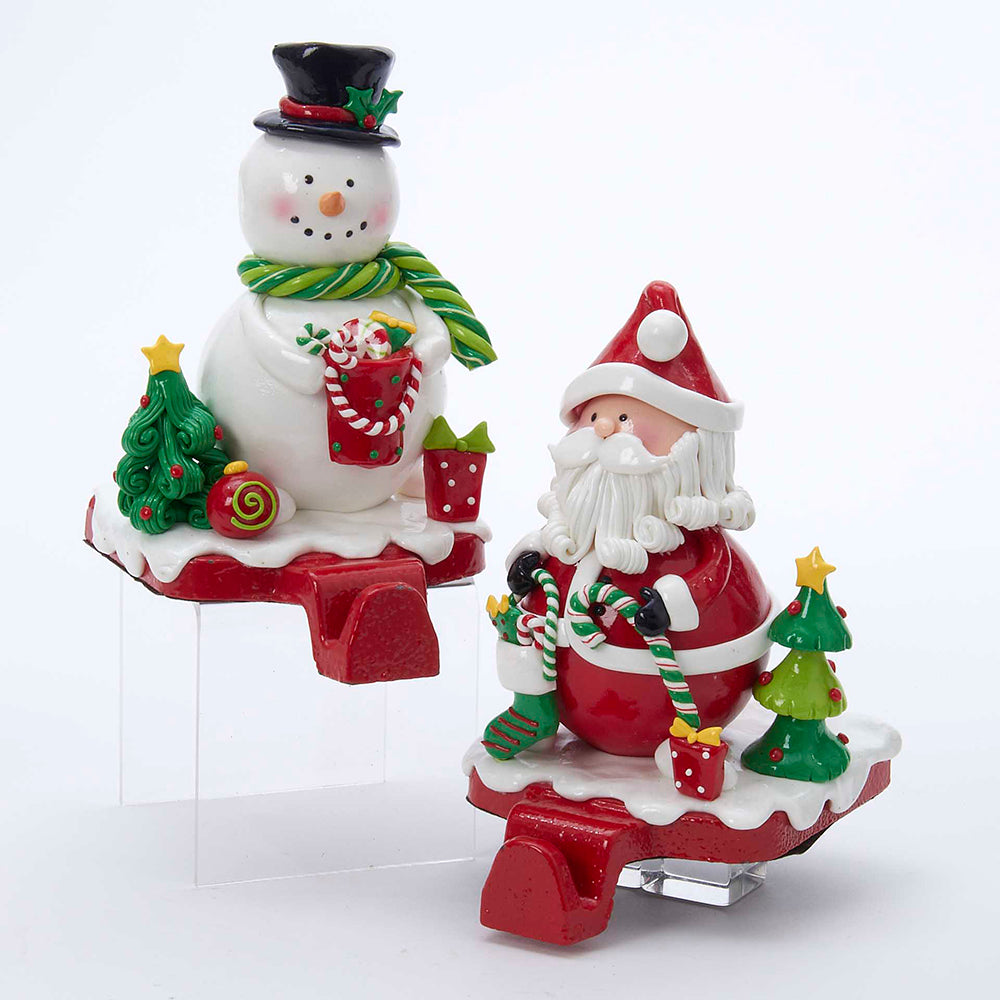 Claydough Santa and Snowman Stocking Hangers, 2 Assorted