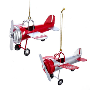 Red and Silver Airplane Ornaments, 2 Assorted