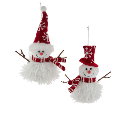 PLUSH Snowman Ornaments, 2 Assorted