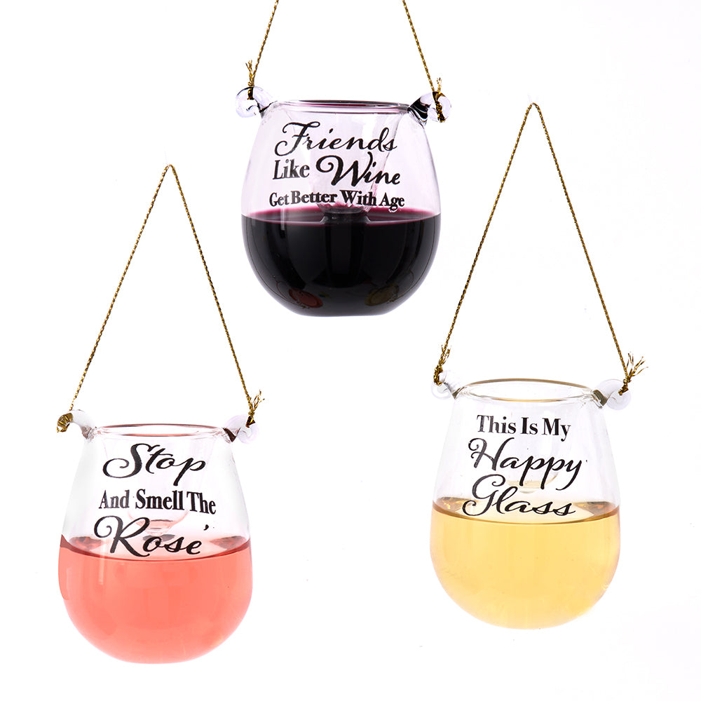 Glass Stemless Glass WINE With Sayings Ornaments, RED, ROSE, WHITE