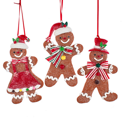 Gingerbread Girl and Boy Cookie Ornament, 3 Assorted