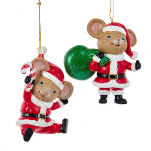 The Night Before Christmas Mouse With Santa Suit Ornaments, 2 Assorted