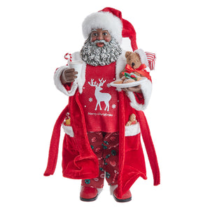 10.5" Fabriché™ African American Santa In Pajamas and Robe