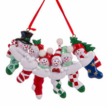 Snowman Stocking Family Of 2, 3, 4, 5, 6 Ornament For Personalization