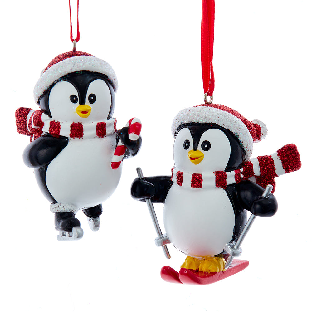 Skating & Skiing Penguin Ornaments, 2 Assorted