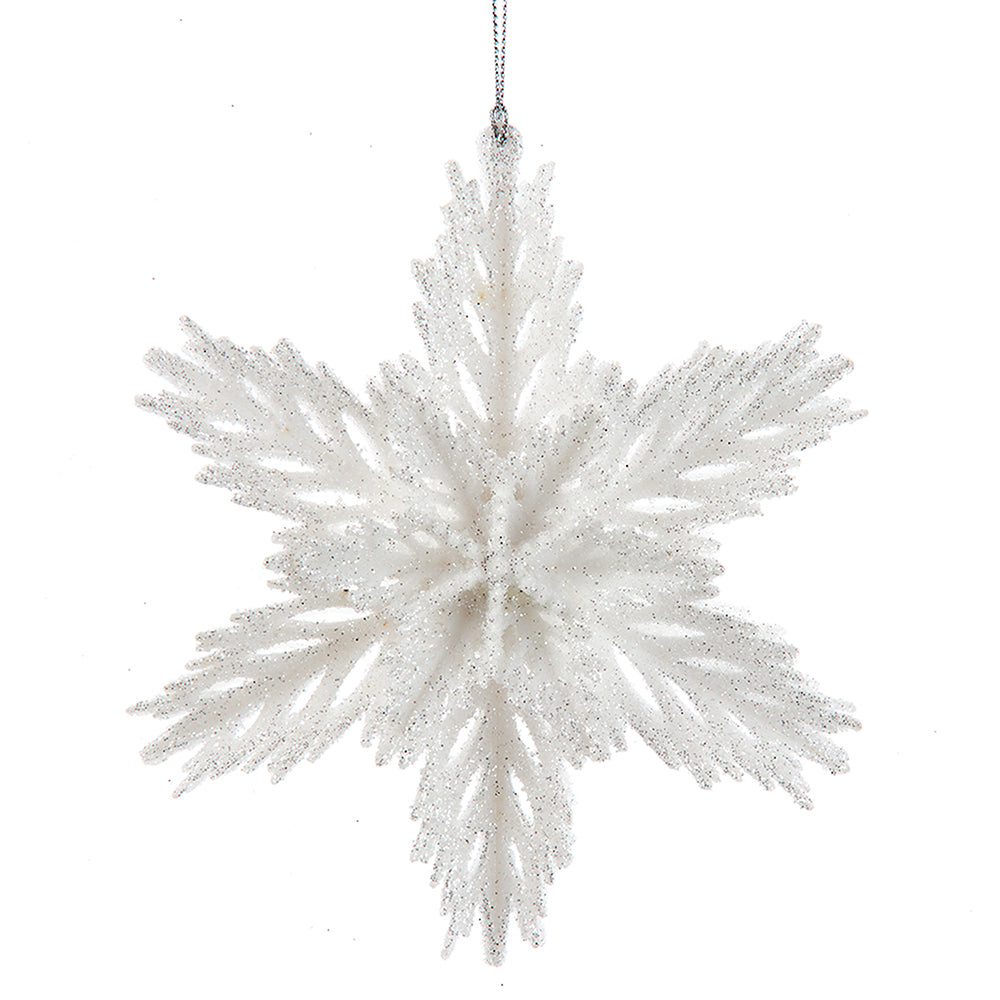 Large Winter White Glittered Snowflake Ornament