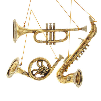 Antique Gold Musical Instrument Ornament, Horn, Trumpet, Saxophone