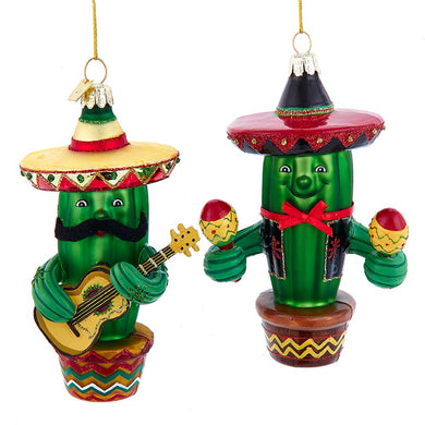 Noble Gems™ Glass Cactus With Sombrero Ornament