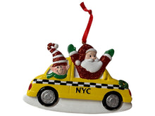 New York Santa and Elf in Taxii Cab Ornament
