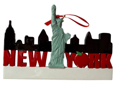 New York Skyline Ornament with Statue of Liberty for Personalization