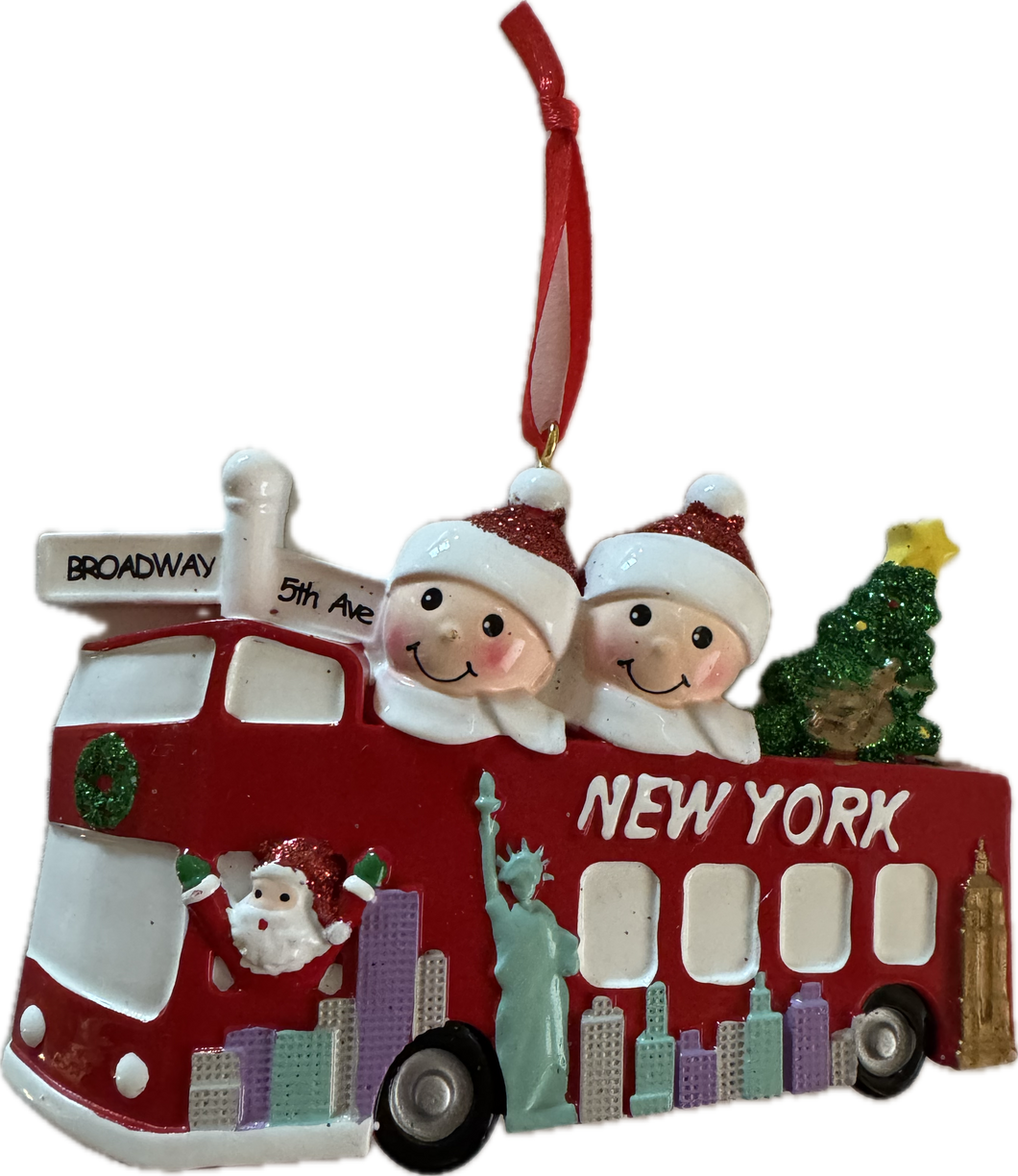 New York Tour Bus Ornament Personalization