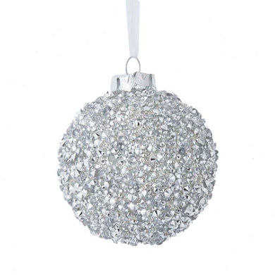 80MM Glass Silver Diamond Ball Ornament