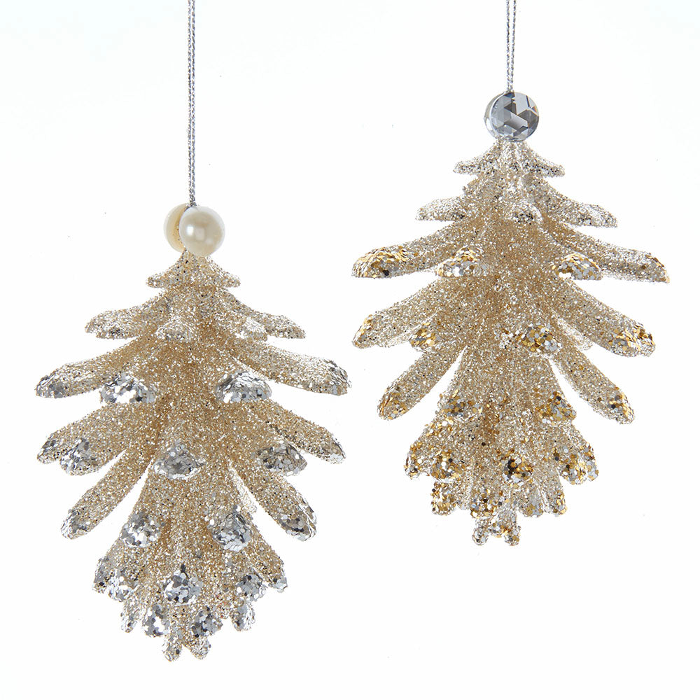 Gold and Silver Pinecone Ornament, 2 Assorted