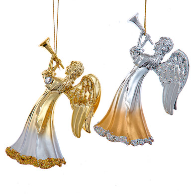 Gold and Silver Angel Ornament with Horn, 2 Assorted