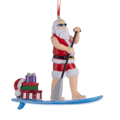 Paddle Board Santa Ornament