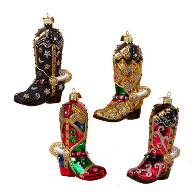 Noble Gems™  Cowboy Boot Glass Ornaments, 4 Assorted