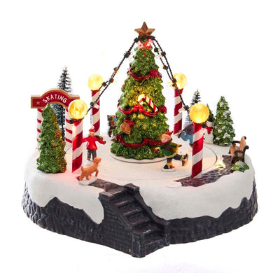 Battery-Operated Musical LED Lighted Ice Rink With Trees Tabletop