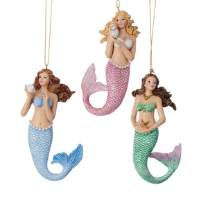 Mermaid Ornament, 3 Assorted