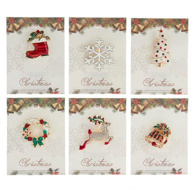 Christmas Pins With Display, 6 Assorted