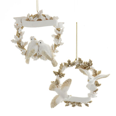 Platinum Dove Wreath Ornament For Personalization