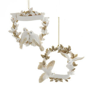 Platinum Dove Wreath Ornament For Personalization