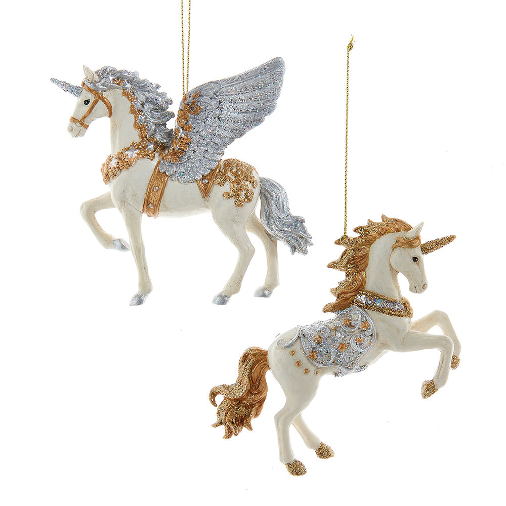 Celestial Unicorn & Pegasus Ornament, 2 Assorted