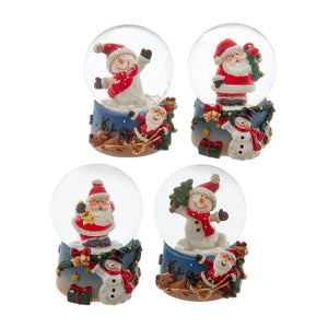 45MM Santa &amp; Snowman Water Globes, 4 Assorted