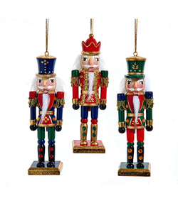 6" Gold, Red &amp; Blue Nutcracker Ornament, Set of 3
