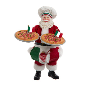 11" Fabriché Chef Santa With Two Pizza's TABLETOP