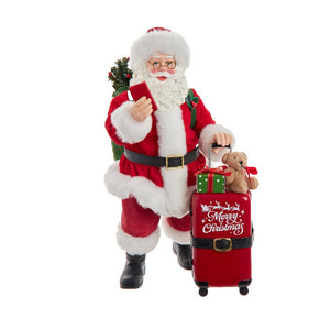 10.5&quot; Fabrich&eacute;ª Santa With Red Luggage, 2-Piece Set