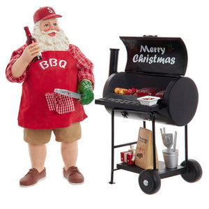 10.75&quot; Fabrich&eacute;ª Santa With Barbecue Grill, 2-Piece Set