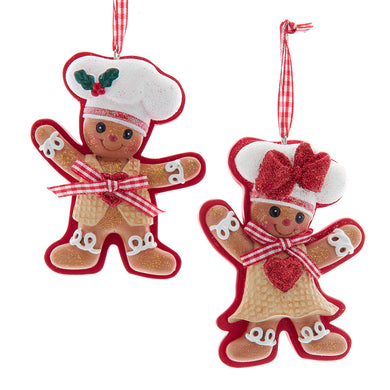 Gingerbread Boy and Girl Flat Back Ornaments, 2 Assorted