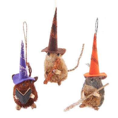 Halloween Witch Buri Mouse Ornaments, 3 Assorted