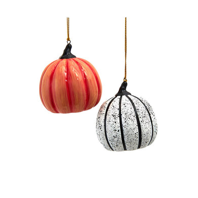 Porcelain Pumpkin Ornaments, 2 Assorted